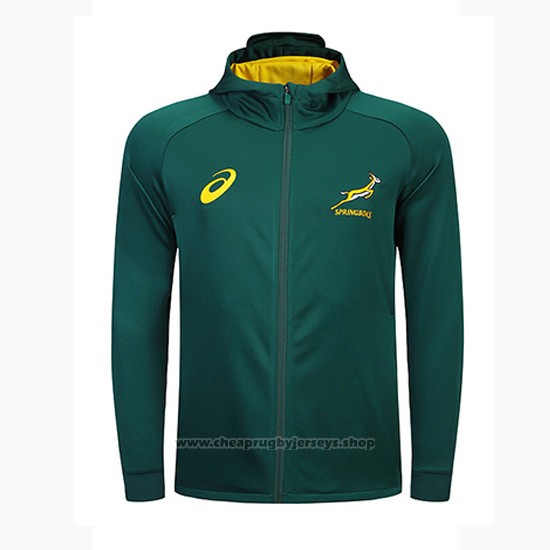 Cheap South Africa Springbok Rugby Hooded Jacket 2018-2019 Green